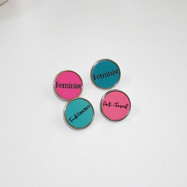 Anti-Fascist Stainless Steel Pin – Pink Round Button | 1 Inch – Pins &Amp; Pin-Back Buttons – Handmade By Shessocrafty Goods