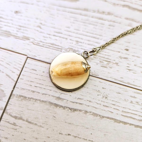 Lettered Olive Shell Necklace: Silver Chrome Tip, Coastal Pendant – Jewelry – Handmade By Shessocrafty Goods