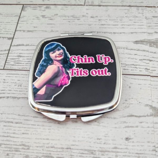 il_fullxfull.7629592085_6k74-1 Bettie Page Compact Mirror: Retro Pin-Up Makeup Accessory – Hand &Amp; Pocket Mirrors – Handmade By Shessocrafty Goods