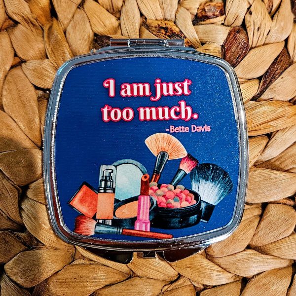 Retro Glamour Compact Mirror - Makeup Mirror Bette Davis &Quot; I Am Just Too Much&Quot; – Hand &Amp; Pocket Mirrors – Handmade By Shessocrafty Goods