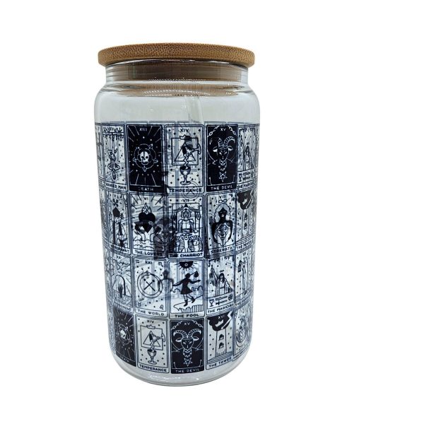il_fullxfull.7629594357_o7uo-1 Tarot Card Beer Can Glass: Major Arcana Design, Bamboo Lid (16Oz) – Tumblers &Amp; Water Glasses – Handmade By Shessocrafty Goods