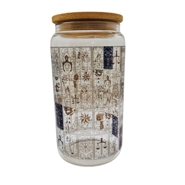 il_fullxfull.7629594439_prva-1 Tarot Card Beer Can Glass: Major Arcana Design, Bamboo Lid (16Oz) – Tumblers &Amp; Water Glasses – Handmade By Shessocrafty Goods