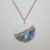 Handmade Concrete Pendant With Blue Stones &Amp; Rose Gold Accents – 1.75&Quot; Round Statement Necklace – Jewelry – Handmade By Shessocrafty Goods
