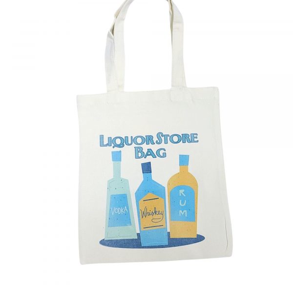 Retro Liquor Bottle Print Tote Bag: Vintage Vibes, Reusable Canvas – Totes – Handmade By Shessocrafty Goods