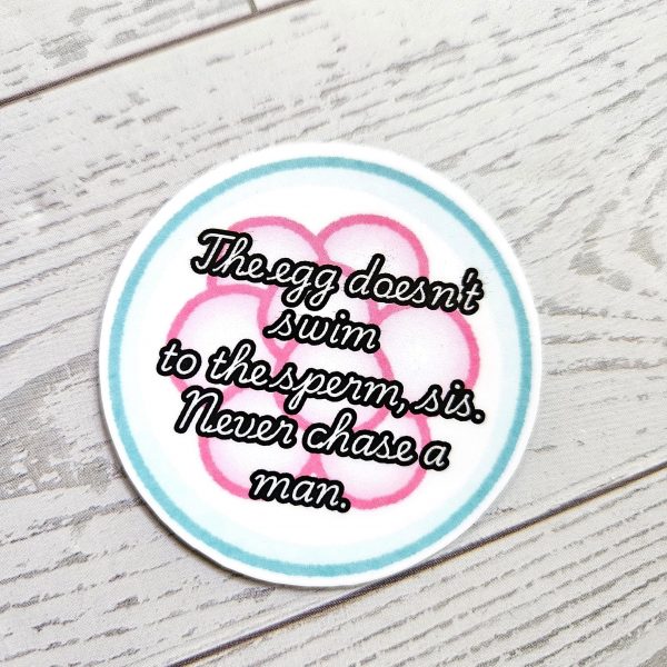 il_fullxfull.7629599307_sx7j Feminist Egg Vinyl Sticker: &Quot;The Egg Doesn'T Swim&Quot; Quote – Say It Louder – Handmade By Shessocrafty Goods