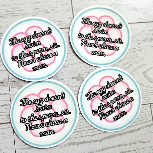 il_fullxfull.7629599537_j44r Feminist Egg Vinyl Sticker: &Quot;The Egg Doesn'T Swim&Quot; Quote – Say It Louder – Handmade By Shessocrafty Goods