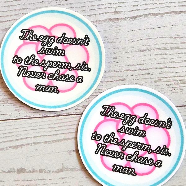 il_fullxfull.7629600069_ovqk Feminist Egg Vinyl Sticker: &Quot;The Egg Doesn'T Swim&Quot; Quote – Say It Louder – Handmade By Shessocrafty Goods