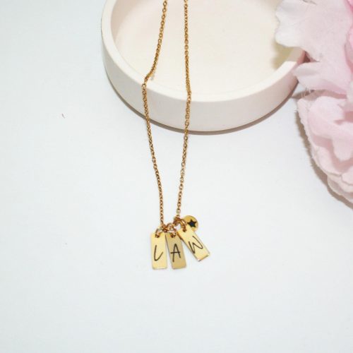 Personalized Gold Plated Initial Necklace with Star Pendant – Custom Script Jewelry – Jewelry – Handmade by ShesSoCrafty Goods