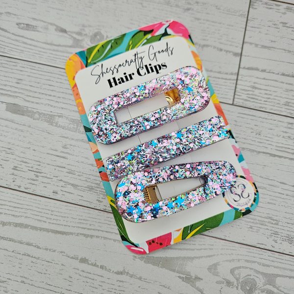 Confetti Resin Hair Clips: Retro Disco Barrettes, Sparkly Accessories – Barrettes &Amp; Clips – Handmade By Shessocrafty Goods