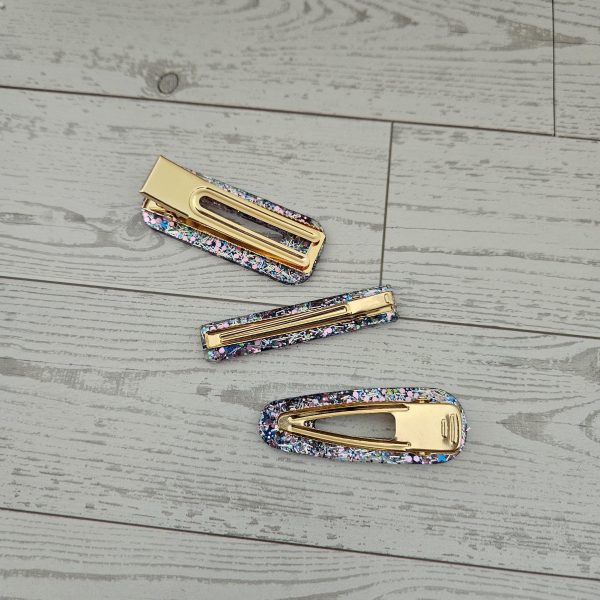 Confetti Resin Hair Clips: Retro Disco Barrettes, Sparkly Accessories – Barrettes &Amp; Clips – Handmade By Shessocrafty Goods