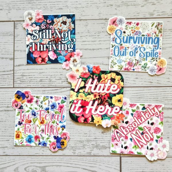 il_fullxfull.7629603777_qicp-1 Too Feral For This Sticker – Square Floral Sass In Vinyl – Say It Louder – Handmade By Shessocrafty Goods