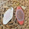 Bejeweled Motel Keychain: Retro Pink Glitter Keychain – Keychains – Handmade by ShesSoCrafty Goods
