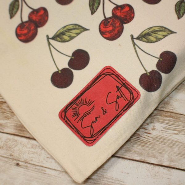 Cherry Canvas Tote Bag: Hand-Drawn Fruit Art, Summer Market Bag – Totes – Handmade By Shessocrafty Goods