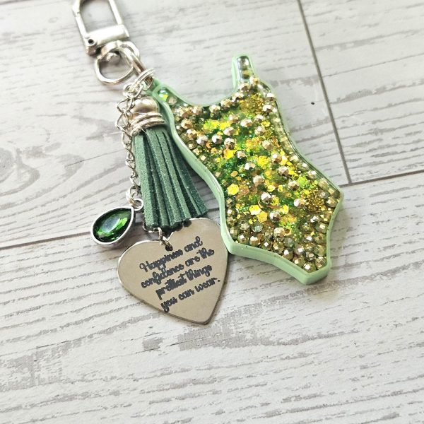 il_fullxfull.7629604671_jczx-1 Mint Green Showgirl Glitter Bodysuit Bag Charm • Showgirl Era Keychain – Keychains – Handmade By Shessocrafty Goods