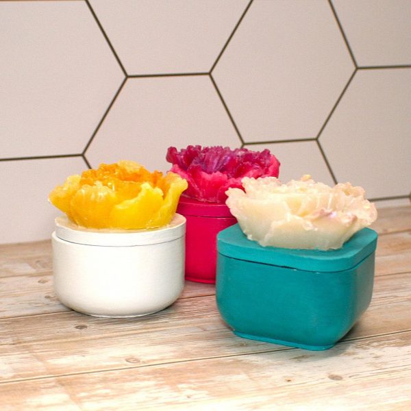 Floral Ring Box With Lid - Decorative Jewelry Storage - Concrete Stash Box – Home Decor – Handmade By Shessocrafty Goods