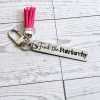Fuck The Patriarchy Keychain – Engraved Stainless Steel Bar With Pink Tassel – Feminist Gift – Keychains – Handmade By Shessocrafty Goods