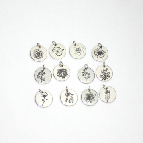 Birth Flower Necklace – Stainless Steel Layering Pendant - Your Choice – Jewelry – Handmade by ShesSoCrafty Goods