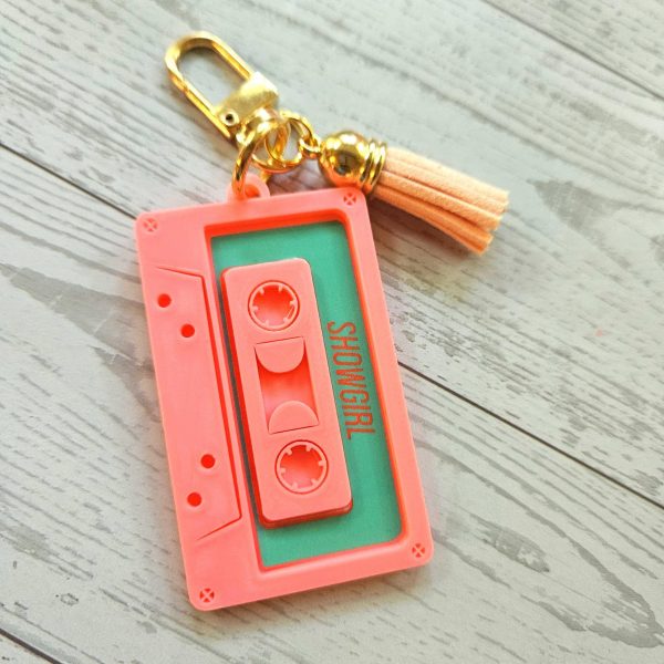 il_fullxfull.7629608733_qjdy Showgirl Era Cassette Keychain – Personalized Retro Mixtape Bag Charm With Tassel – Keychains – Handmade By Shessocrafty Goods