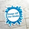 il_fullxfull.7629609605_k44j-1 Baltimore Skyline Protest Sticker: Troops Off Our Blocks Vinyl Decal – Stickers – Handmade By Shessocrafty Goods