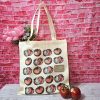 Tomato Tote Bag: Hand-Colored Canvas Grocery Bag with Leatherette Patch – Totes – Handmade by ShesSoCrafty Goods