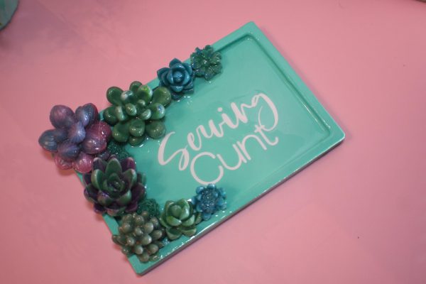 il_fullxfull.7629612559_adtf-1 Trinket Dish With Succulent Accents - Handmade Serving Cunt Vanity Tray - Quirky Feminist Decor – Say It Louder – Handmade By Shessocrafty Goods