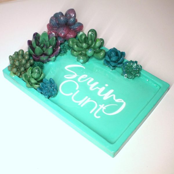 il_fullxfull.7629612689_o1ro-1 Trinket Dish With Succulent Accents - Handmade Serving Cunt Vanity Tray - Quirky Feminist Decor – Say It Louder – Handmade By Shessocrafty Goods