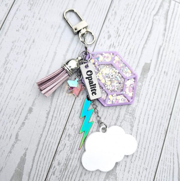 il_fullxfull.7629615655_817c Opalite Bag Charm | Glow In The Dark Lightning Strike Keychain | Custom Engraved Gift – Keychains – Handmade By Shessocrafty Goods