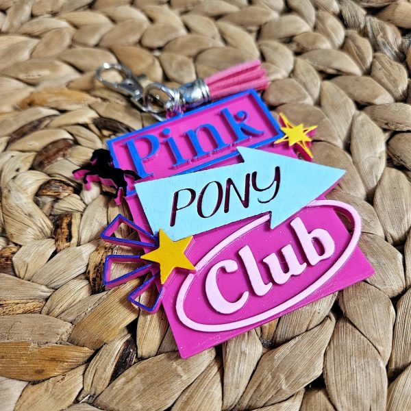 Pink Pony Club Sign Keychain: Hand-Painted Weho Bag Tag – Keychains – Handmade By Shessocrafty Goods