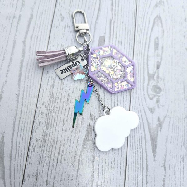 il_fullxfull.7629615771_4g5u Opalite Bag Charm | Glow In The Dark Lightning Strike Keychain | Custom Engraved Gift – Keychains – Handmade By Shessocrafty Goods