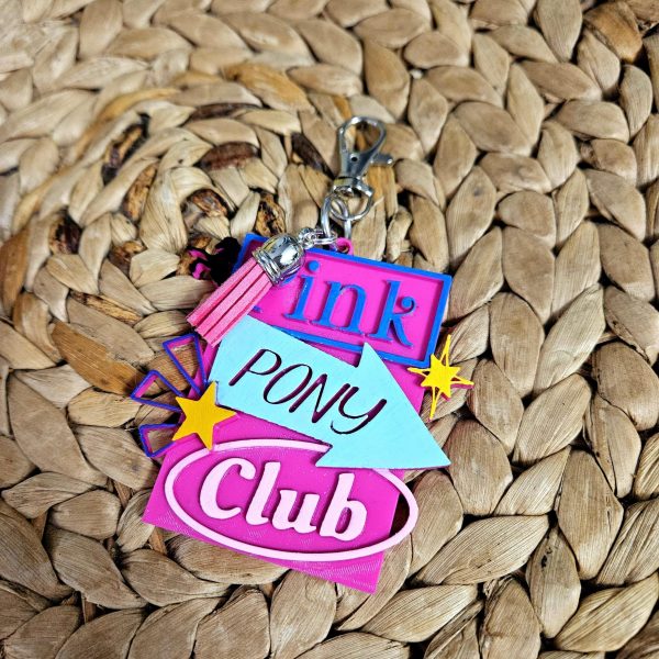 Pink Pony Club Sign Keychain: Hand-Painted Weho Bag Tag – Keychains – Handmade By Shessocrafty Goods