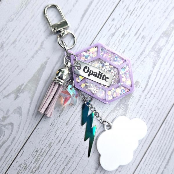 il_fullxfull.7629615901_621g Opalite Bag Charm | Glow In The Dark Lightning Strike Keychain | Custom Engraved Gift – Keychains – Handmade By Shessocrafty Goods