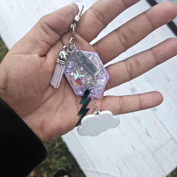 il_fullxfull.7629616057_4c6y Opalite Bag Charm | Glow In The Dark Lightning Strike Keychain | Custom Engraved Gift – Keychains – Handmade By Shessocrafty Goods