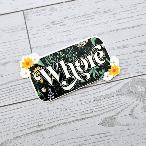 Floral Feminist Vinyl Sticker: Botanical Gothic Laptop Decal – Say It Louder – Handmade by ShesSoCrafty Goods