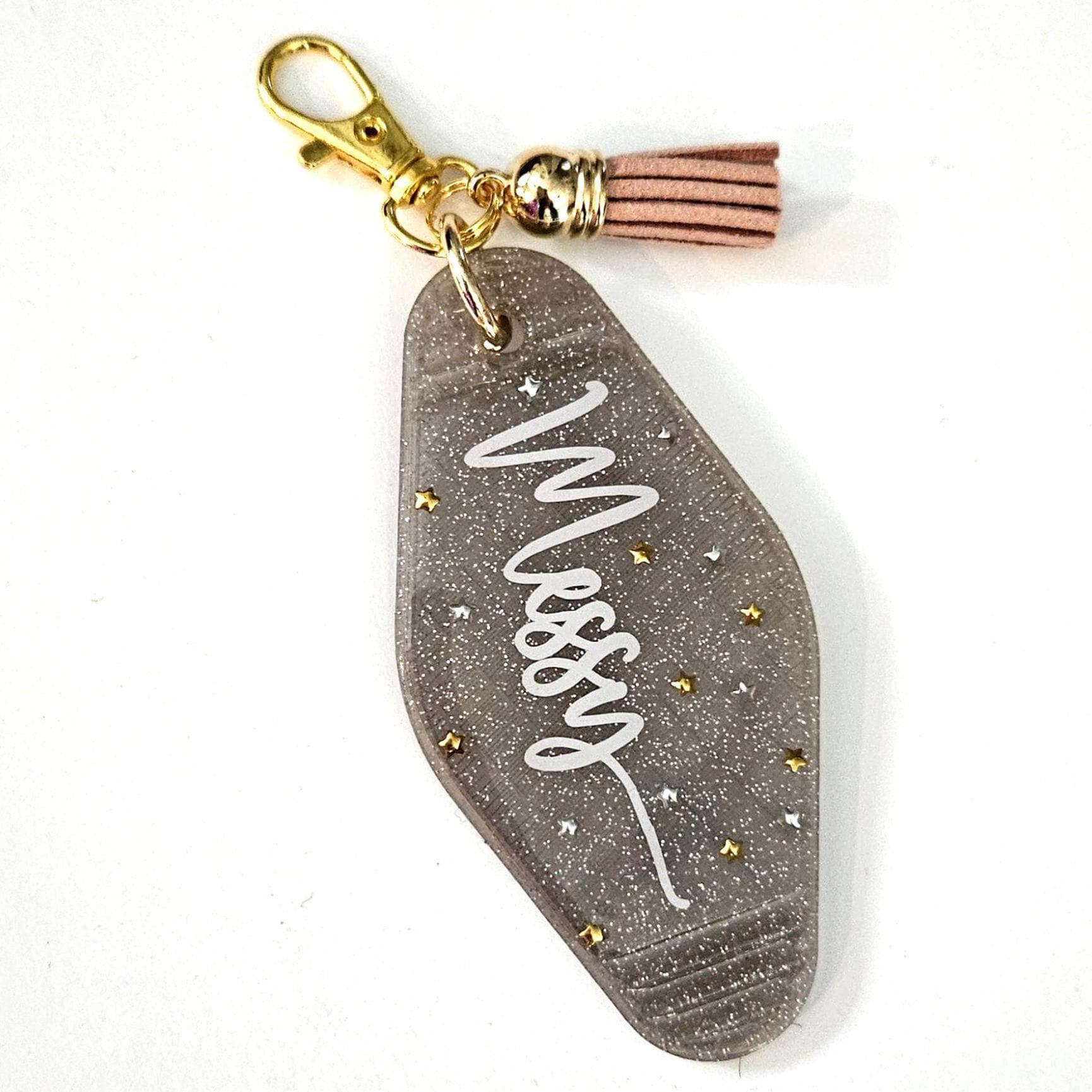 Sparkling Bronze Messy Queen Keychain with Glitter & Stars - Durable, Shiny, Stylish Accessory Sparkling Bronze Messy Queen Keychain With Glitter &Amp; Stars - Durable, Shiny, Stylish Accessory – Keychains – Handmade By Shessocrafty Goods