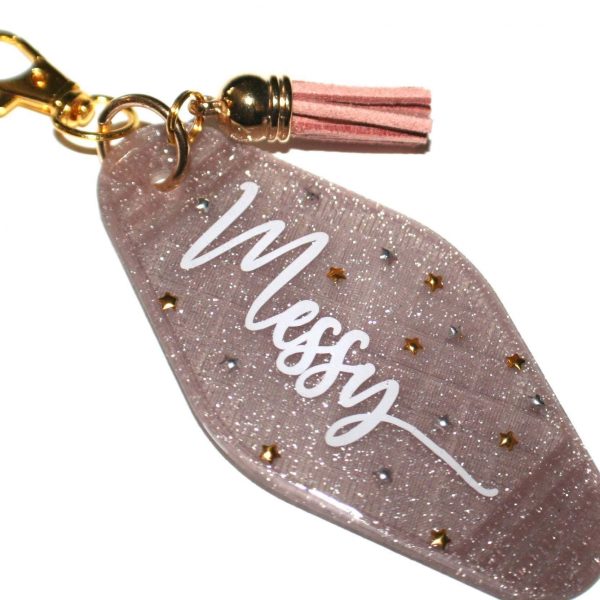 il_fullxfull.7629617175_jcxv-1 Sparkling Bronze Messy Queen Keychain With Glitter &Amp; Stars - Durable, Shiny, Stylish Accessory – Keychains – Handmade By Shessocrafty Goods
