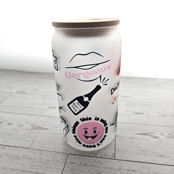 il_fullxfull.7629618875_ela1-1 Rep Glass Can Cup: 16Oz Iced Coffee Cup With Bamboo Lid – Tumblers &Amp; Water Glasses – Handmade By Shessocrafty Goods