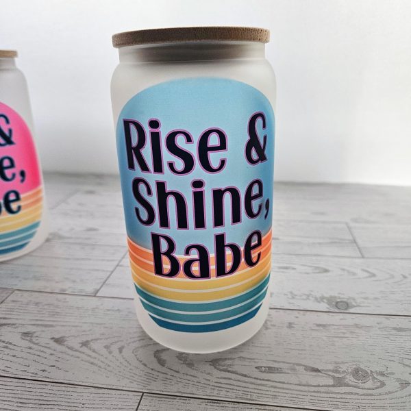 il_fullxfull.7629618925_e4nc-1 Retro Rise &Amp; Shine Frosted Glass Can Cup – 16Oz – Tumblers &Amp; Water Glasses – Handmade By Shessocrafty Goods