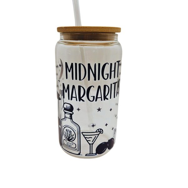 Midnight Margaritas Glass Cup - Practical Magic Inspired Beer Can Tumbler For Iced Coffee &Amp; Halloween – Tumblers &Amp; Water Glasses – Handmade By Shessocrafty Goods