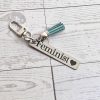 il_fullxfull.7629619751_5w2h Feminist Keychain – Stainless Steel Statement Accessory With Pink Tassel – Feminist Gift – Keychains – Handmade By Shessocrafty Goods