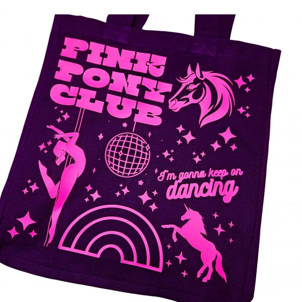 Pink Pony Club Tote Bag: Glow-In-The-Dark, Xl Capacity – Totes – Handmade By Shessocrafty Goods