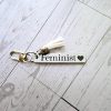 il_fullxfull.7629620373_4jiv Feminist Keychain – Stainless Steel Statement Accessory With Pink Tassel – Feminist Gift – Keychains – Handmade By Shessocrafty Goods