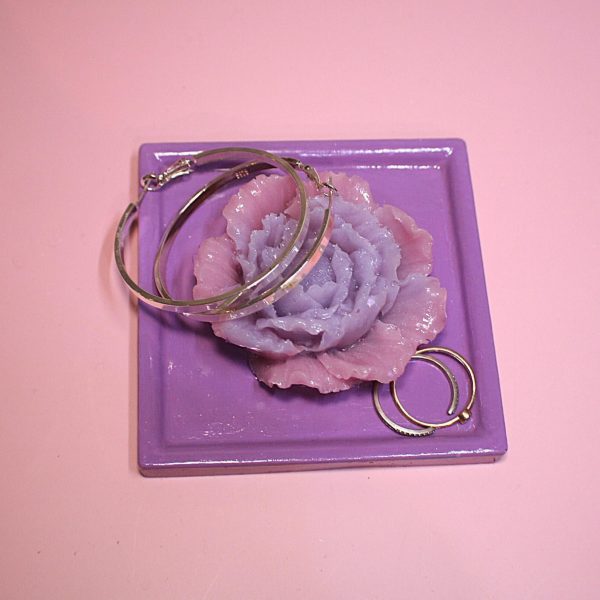 Bright Purple Floral Peony Trinket Dish – Decorative Trays – Handmade By Shessocrafty Goods