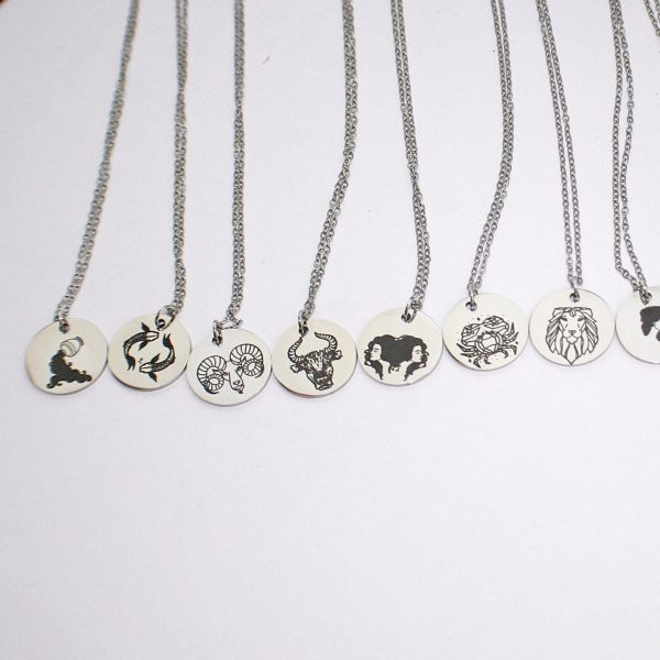 Minimalist Zodiac Pendant Necklace: Stainless Steel Horoscope Charm – Jewelry – Handmade By Shessocrafty Goods