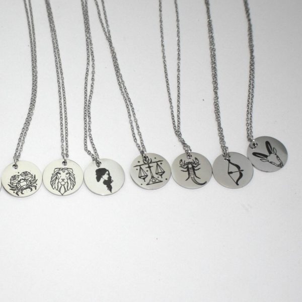 Minimalist Zodiac Pendant Necklace: Stainless Steel Horoscope Charm – Jewelry – Handmade By Shessocrafty Goods
