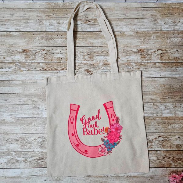 Chappell Inspired Tote Bag, Good Luck Babe Floral Horseshoe Design, Pop Music Fan Bag – Totes – Handmade By Shessocrafty Goods