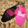 il_fullxfull.7629627139_olzs-1 Chappell Roan-Inspired Pink Pony Club Motel Keychain With Crystals - Black &Amp; Pink Fan Accessory – Keychains – Handmade By Shessocrafty Goods