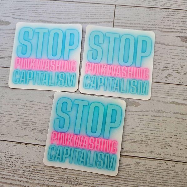 il_fullxfull.7629628369_5owx-1 Stop Pinkwashing Capitalism – Rainbow Holographic Protest Sticker – Say It Louder – Handmade By Shessocrafty Goods