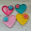 Floral Heart-Shaped Trinket Dish — Bold, Handmade Jewelry Holder For Vanity Or Gift Giving – Decorative Trays – Handmade By Shessocrafty Goods