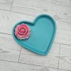 Floral Heart-Shaped Trinket Dish — Bold, Handmade Jewelry Holder For Vanity Or Gift Giving – Decorative Trays – Handmade By Shessocrafty Goods