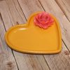 Floral Heart-Shaped Trinket Dish — Bold, Handmade Jewelry Holder For Vanity Or Gift Giving – Decorative Trays – Handmade By Shessocrafty Goods